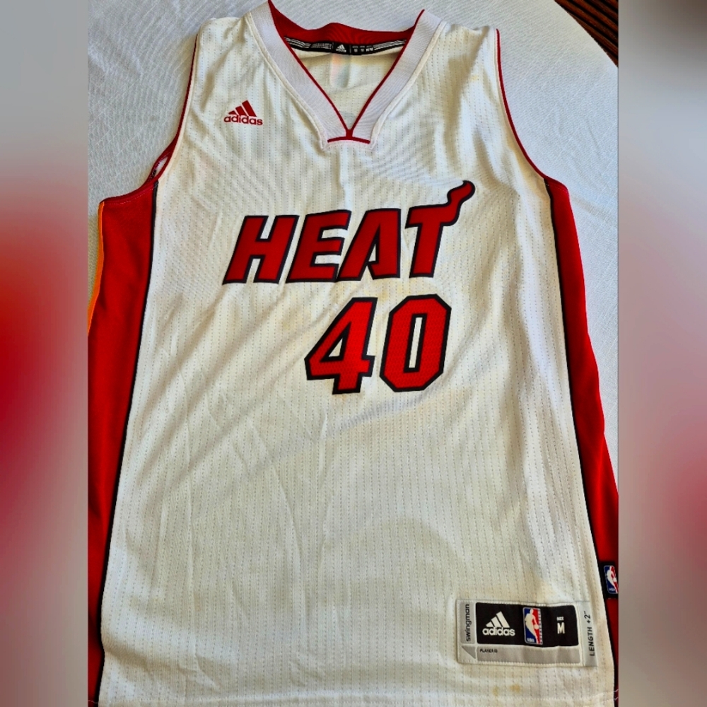 Udonis Haslem #40 Miami Heat White Adidas Jersey Size M
